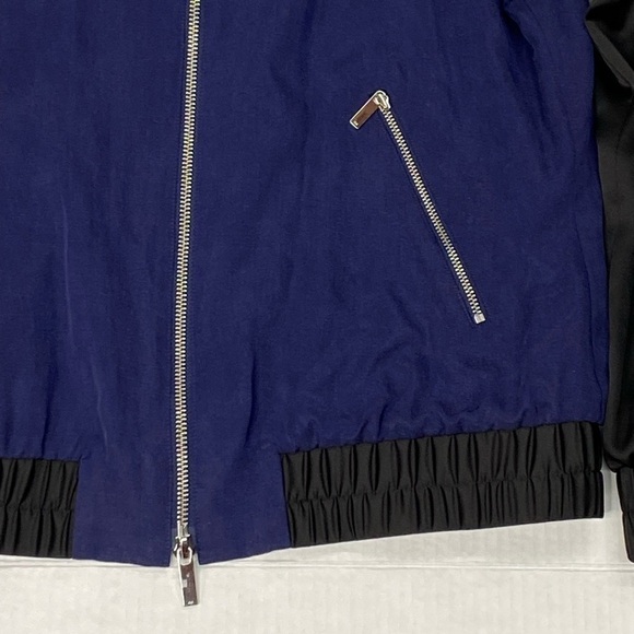 Karen Millen women’s zip up jacket two tone, blue black, elastic waist NWT NEW - Picture 3 of 13
